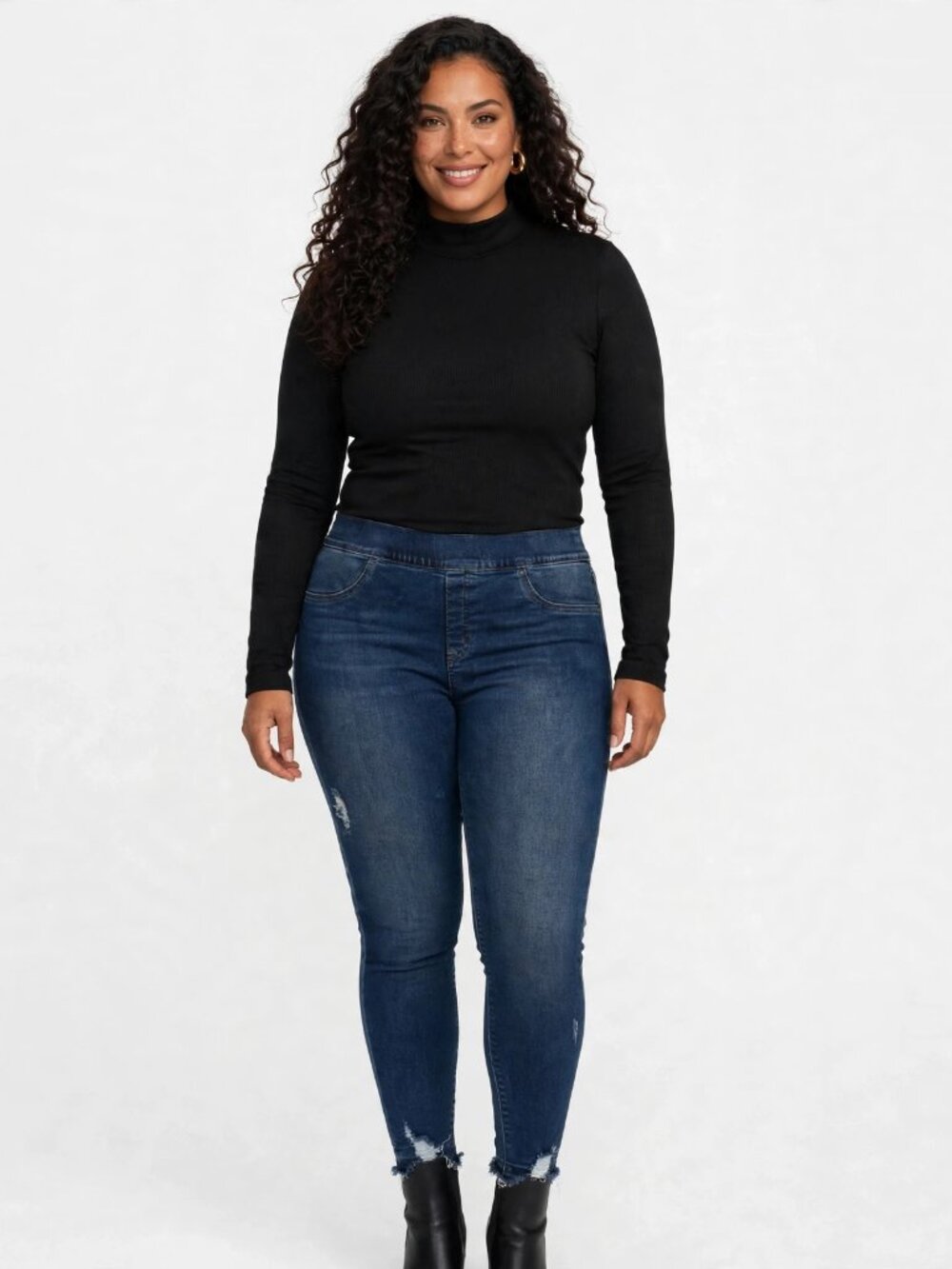 Spanx Dark Wash Distressed Pull-On Skinny Jeans L